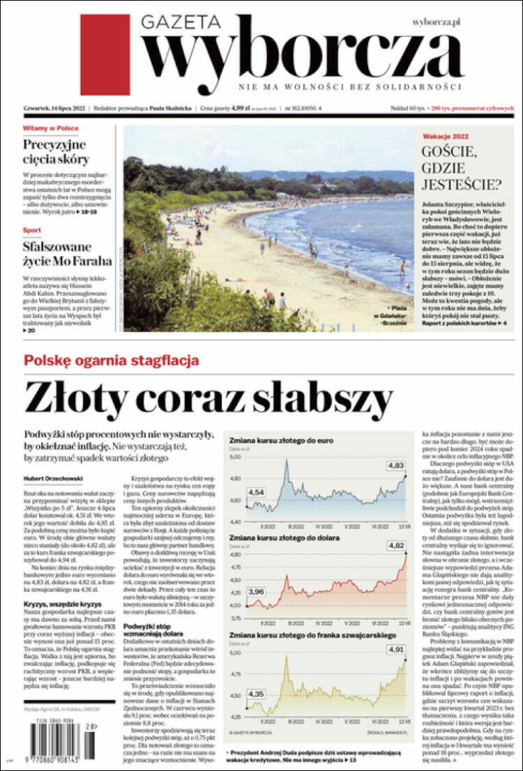 Portada de Gazeta Wyborcza (Polonia)
