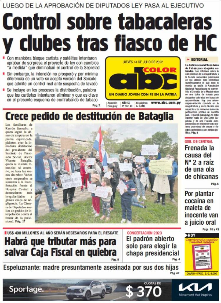 Portada de ABC Color (Paraguay)