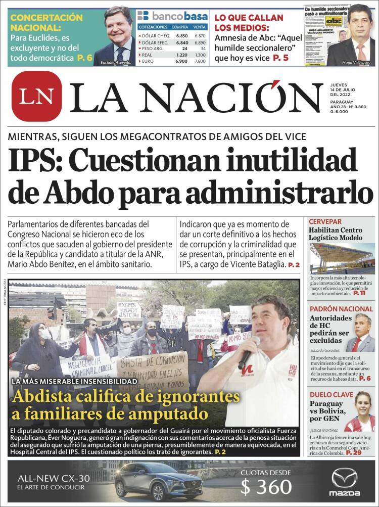 Portada de La Nación (Paraguay)