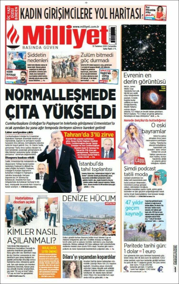 Portada de Milliyet (Turqu&iacute;a)