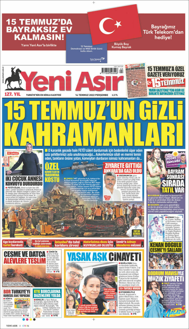 Portada de Yeni Asır (Turqu&iacute;a)