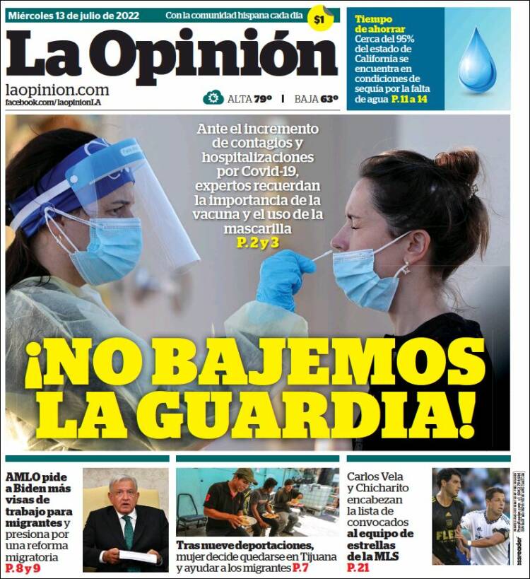 Portada de La Opinión (USA)