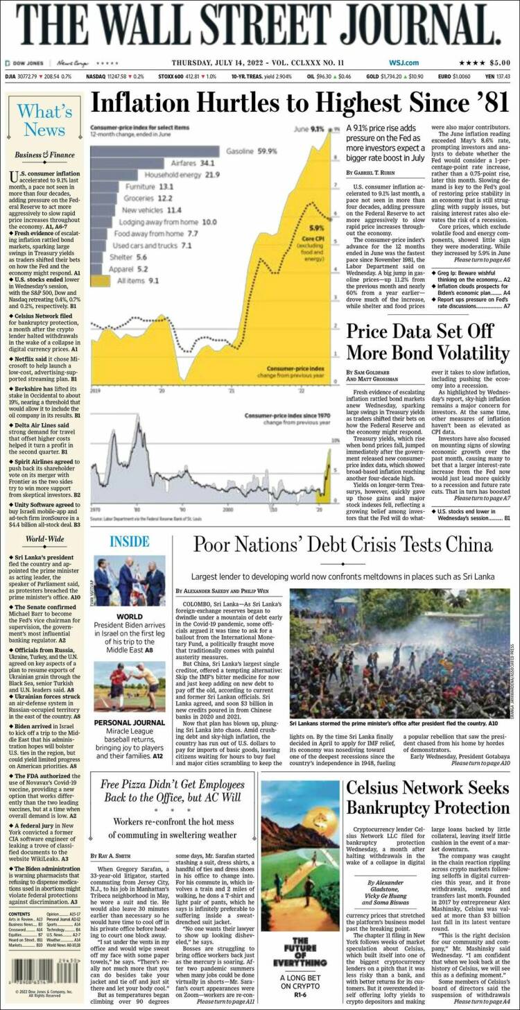 Portada de Wall Street Journal (USA)