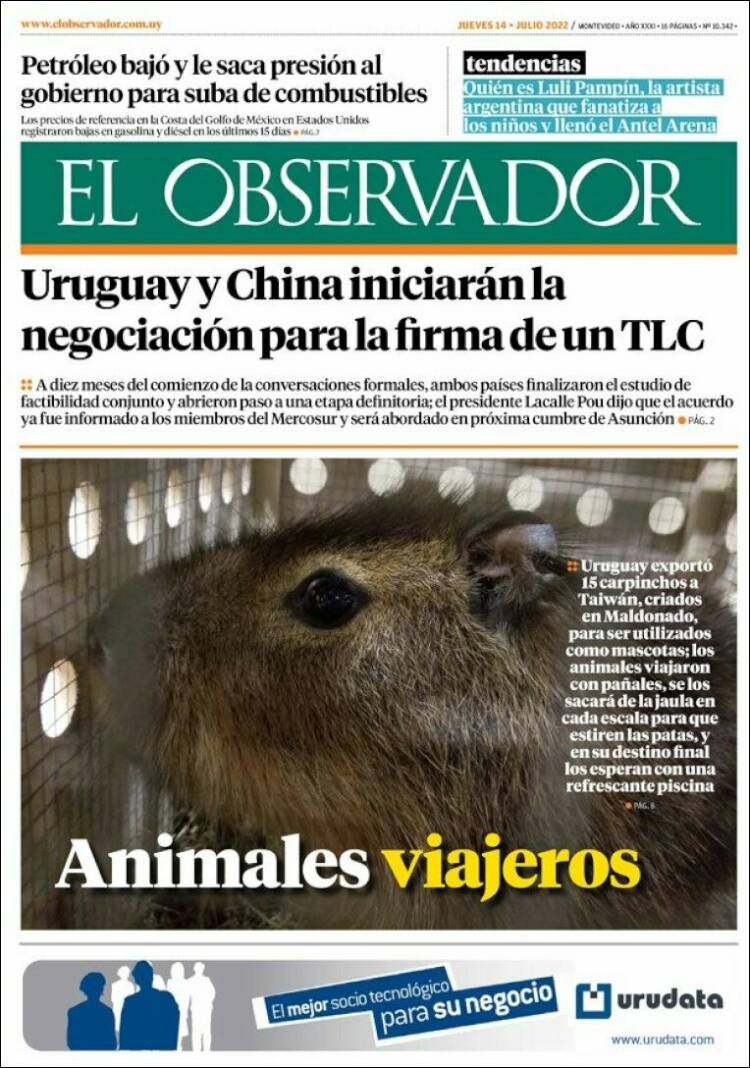 Portada de El Observador (Uruguay)