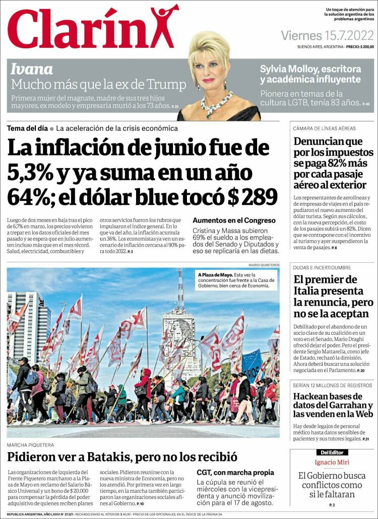 Portada de Clarín (Argentina)