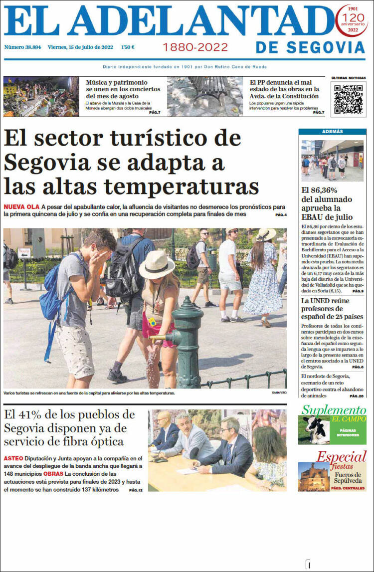 Portada de El Adelantado de Segovia (España)