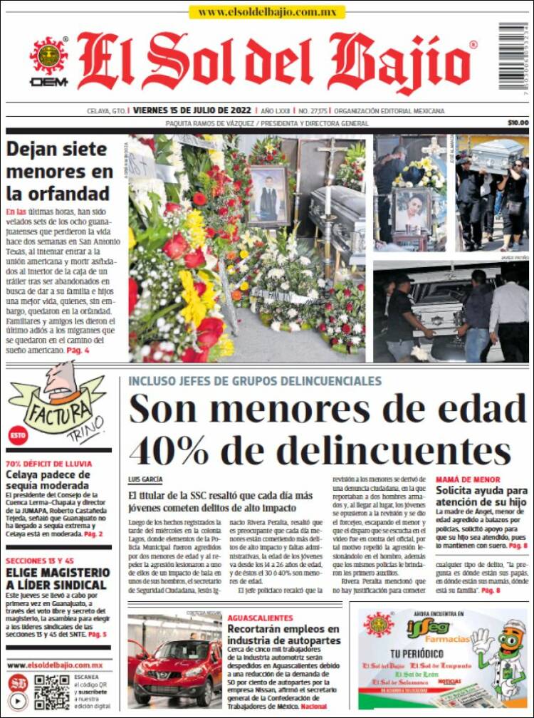 Periódico El Sol del Bajio (México). Periódicos de México. Edición de