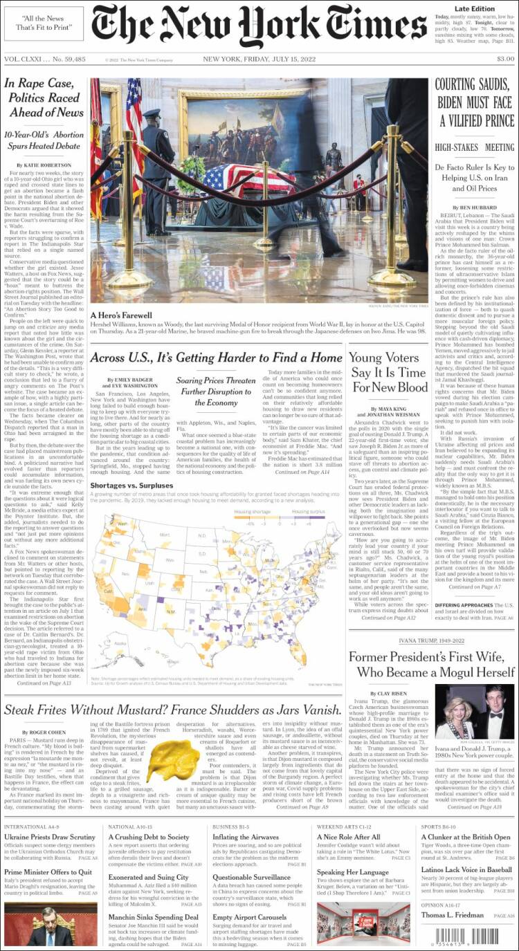 Portada de New York Times (États-Unis)