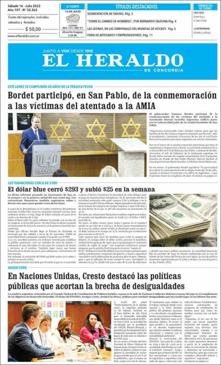 Portada de El Heraldo de Concordia (Argentina)