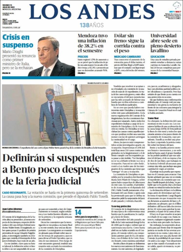 Portada de Los Andes - Mendoza (Argentina)