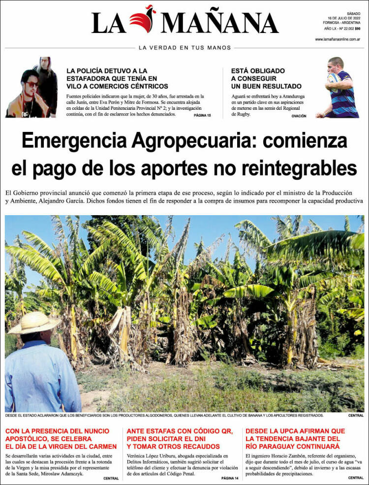 Portada de Diario La Mañana (Argentina)