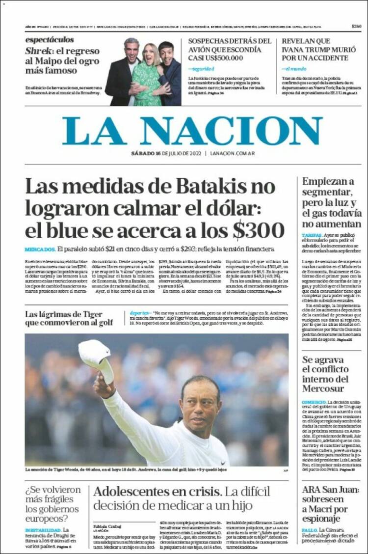 Portada de La Nación (Argentina)