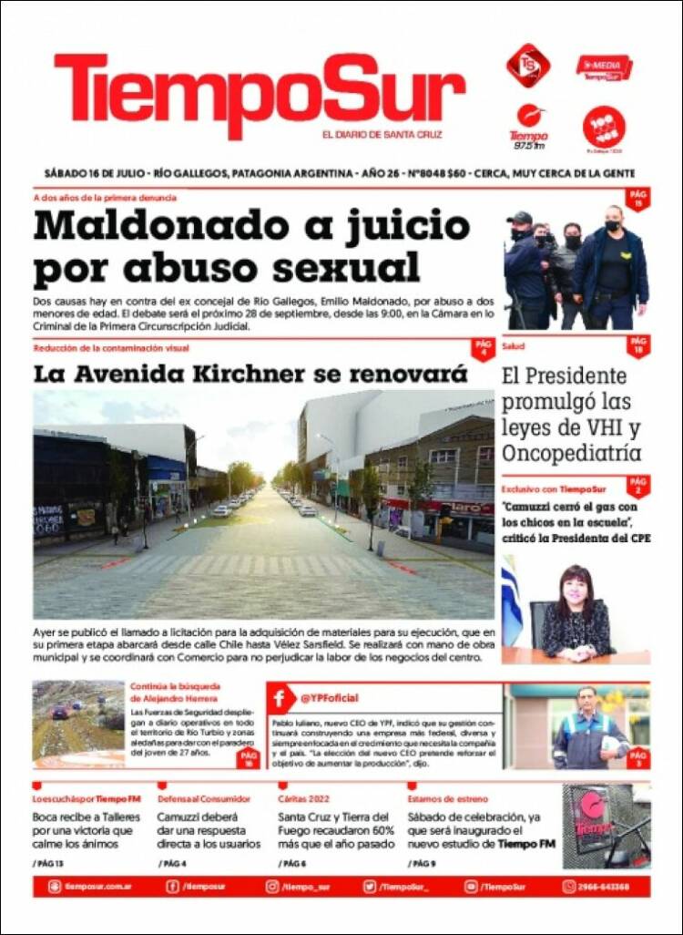 Portada de Tiempo Sur (Argentina)
