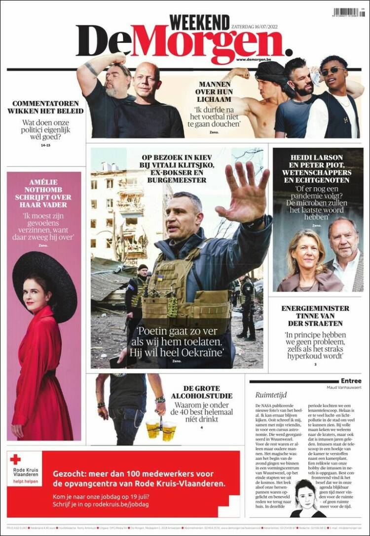 Portada de De Morgen (B&eacute;lgica)