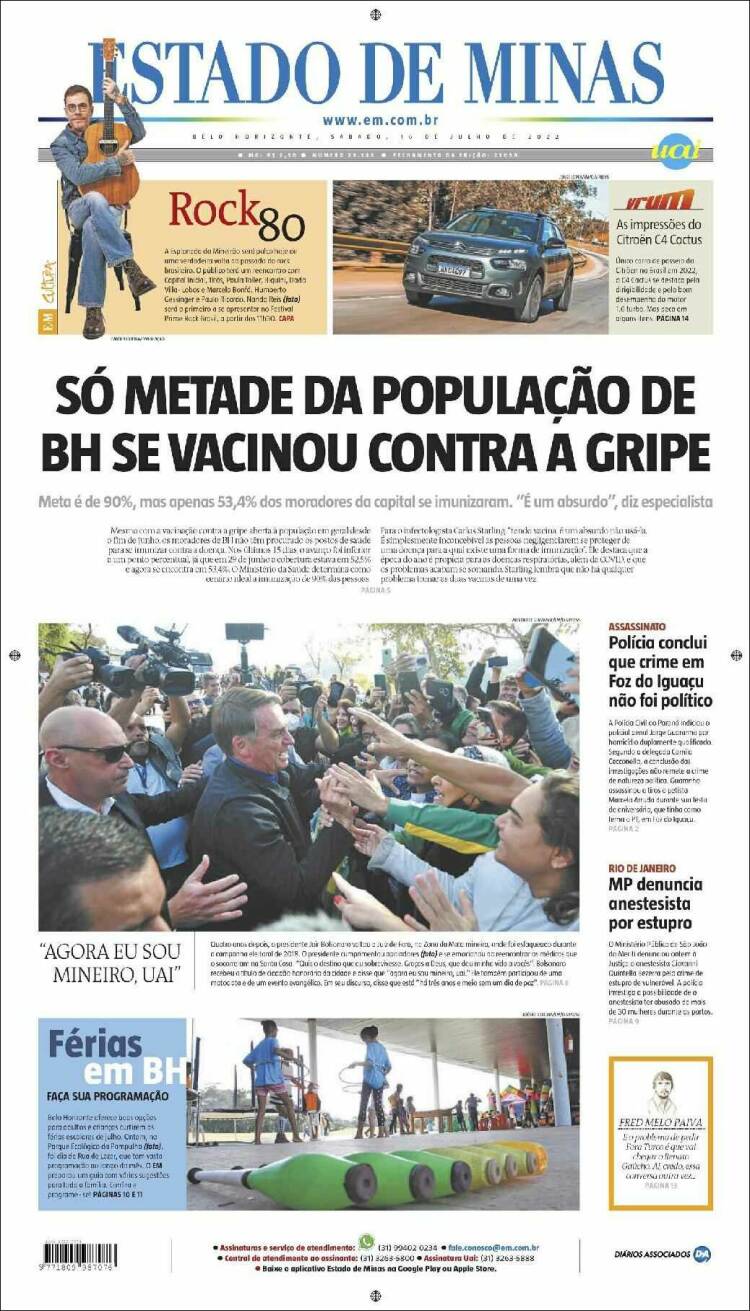 Portada de Jornal Estado de Minas (Brasil)