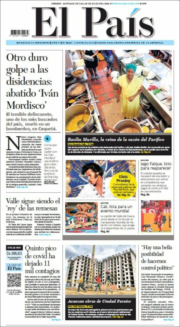 Portada de El País - Cali (Colombia)