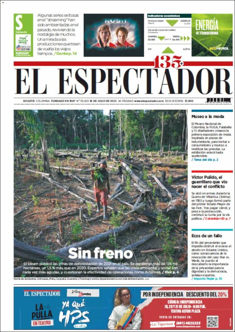 Portada de El Espectador (Colombia)