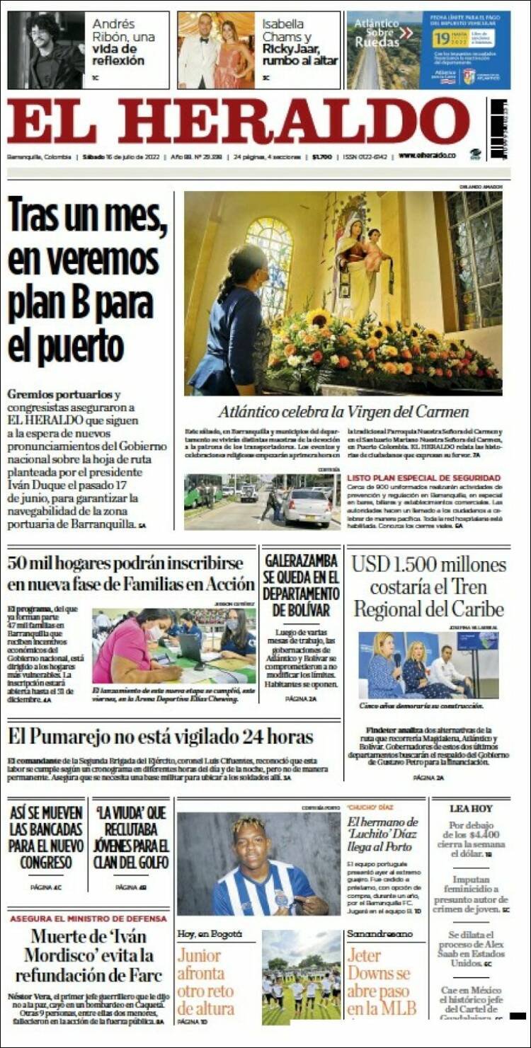 Portada de El Heraldo (Colombia)