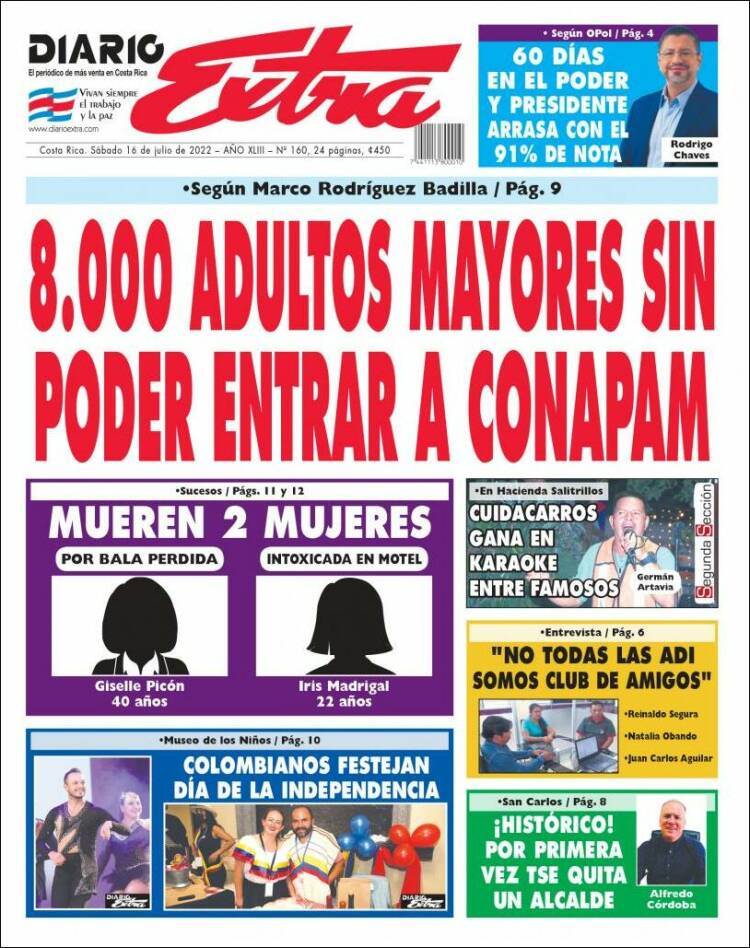Portada de Diario Extra (Costa Rica)