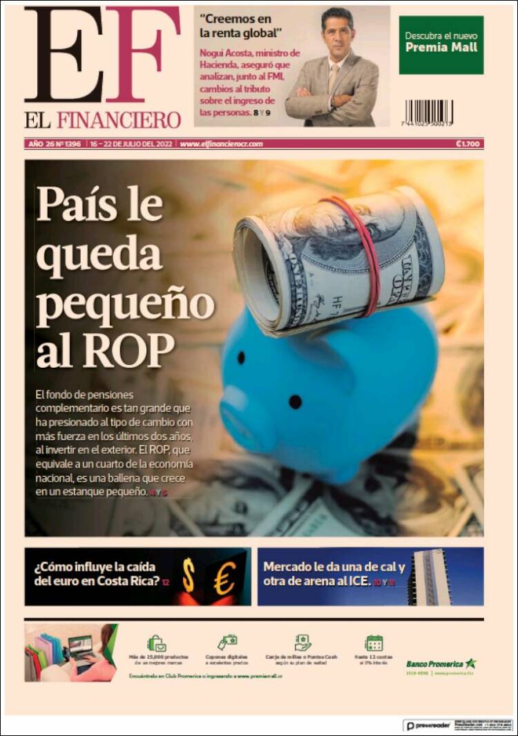 Portada de El Financiero (Costa Rica)