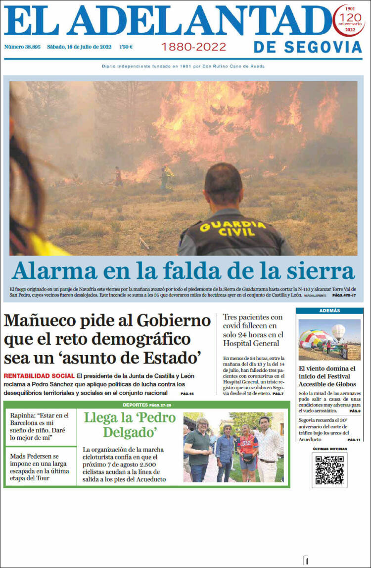 Portada de El Adelantado de Segovia (Espa&ntilde;a)
