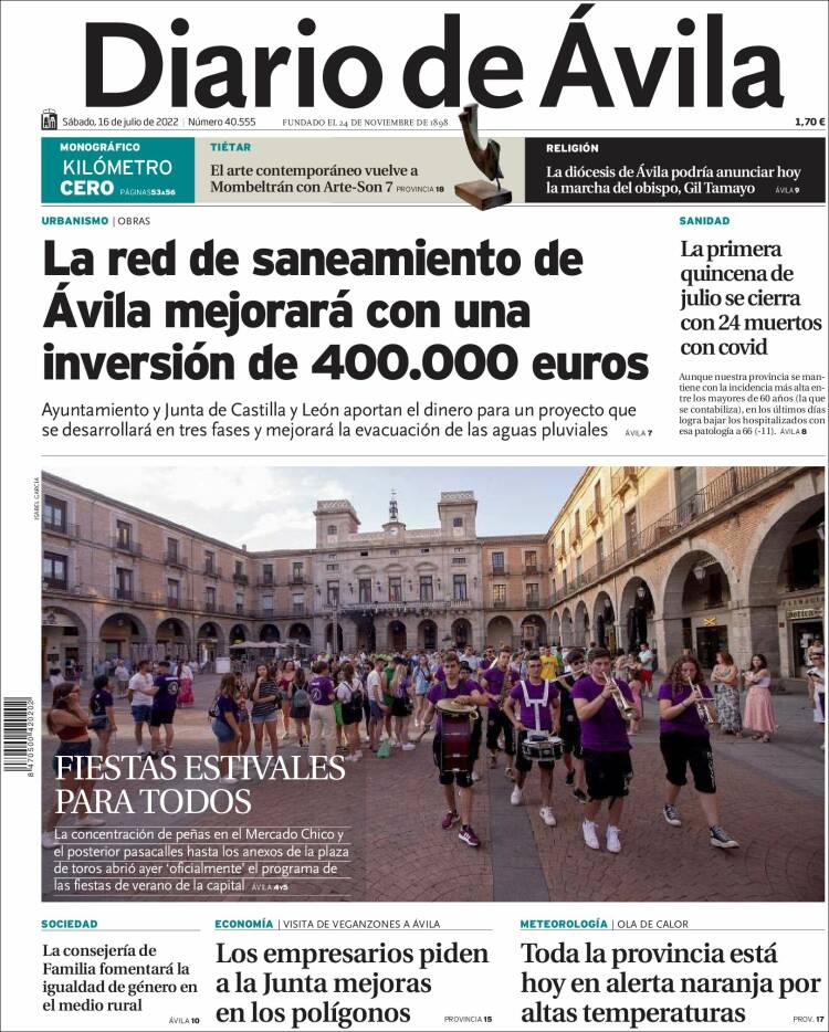 Portada de Diario de Ávila (Espa&ntilde;a)