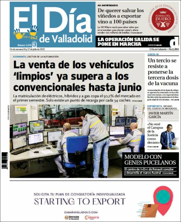 Portada de El Día de Valladolid (Espa&ntilde;a)