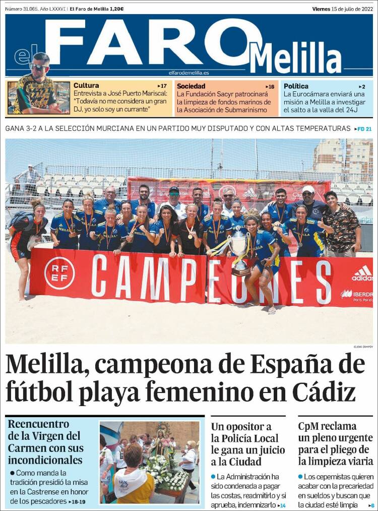 Portada de El Faro de Melilla (Espa&ntilde;a)