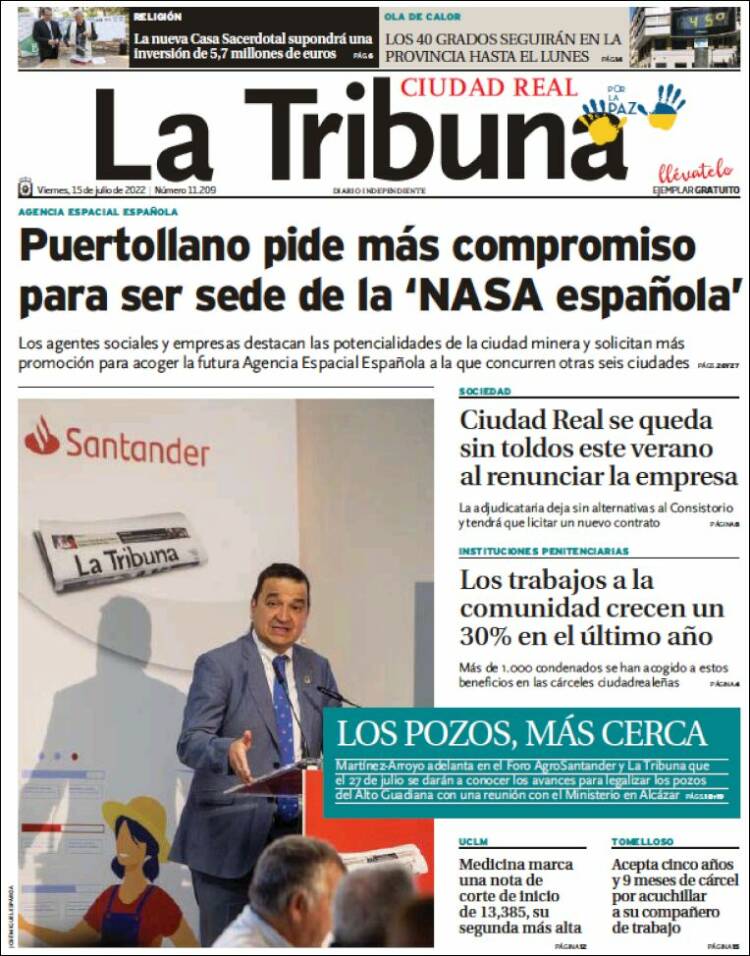 Portada de La Tribuna de Ciudad Real (Espa&ntilde;a)
