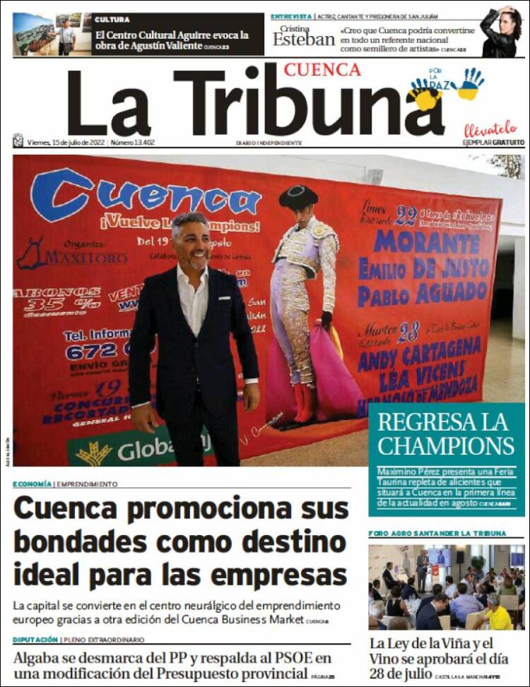 Portada de La Tribuna de Cuenca (Espa&ntilde;a)