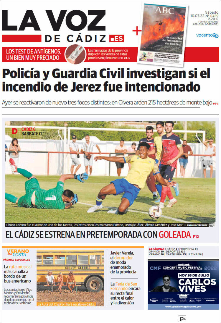 Portada de La Voz de Cádiz (Espa&ntilde;a)