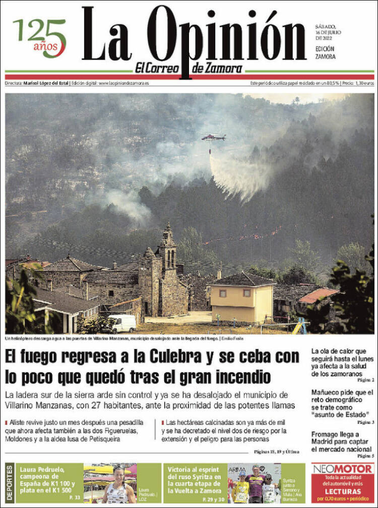 Portada de La Opinión - El Correo de Zamora (Espa&ntilde;a)