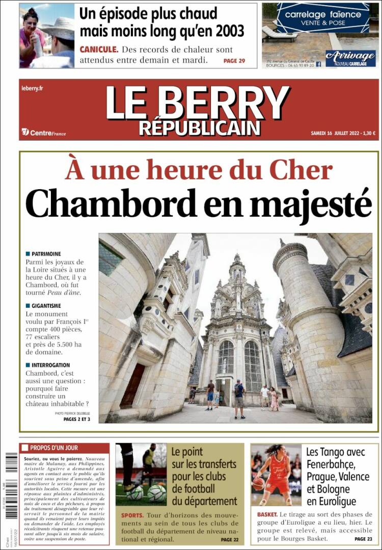 Portada de Berry Republicain (Francia)