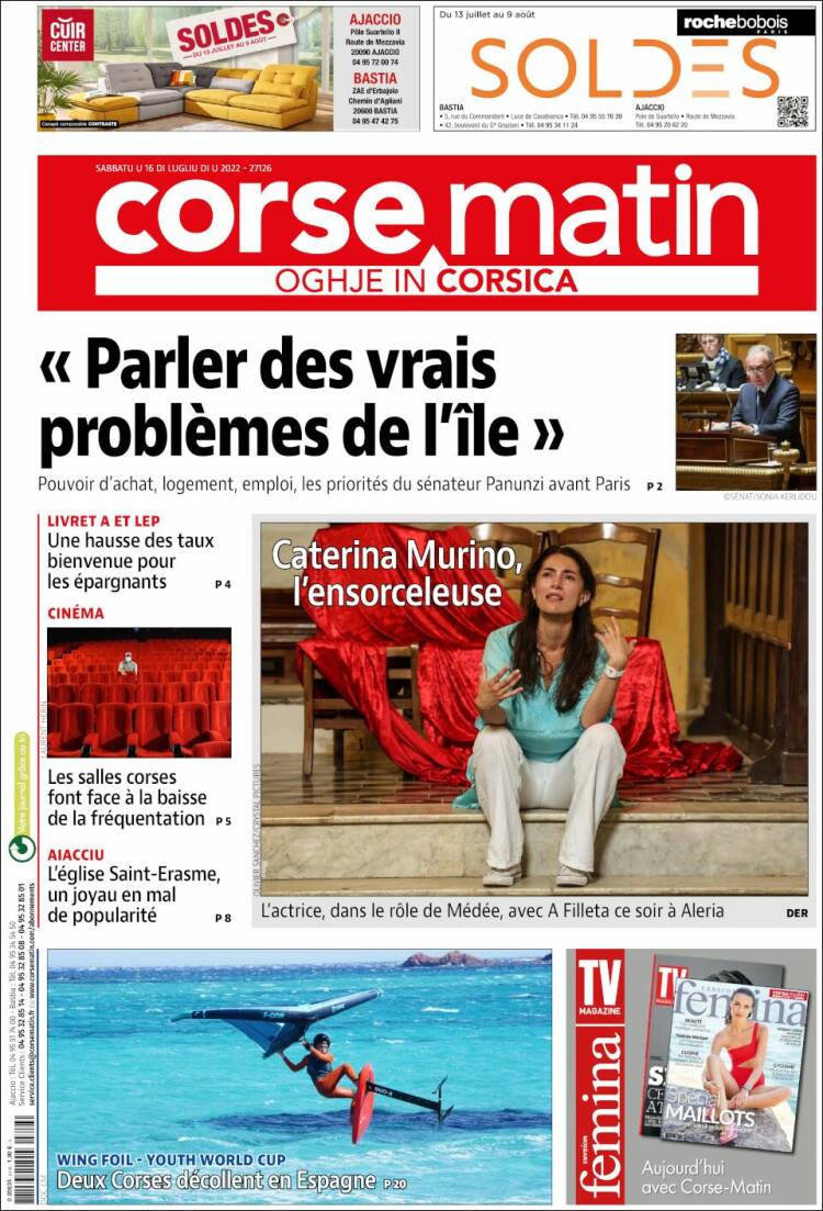 Portada de Corse-Matin (Francia)