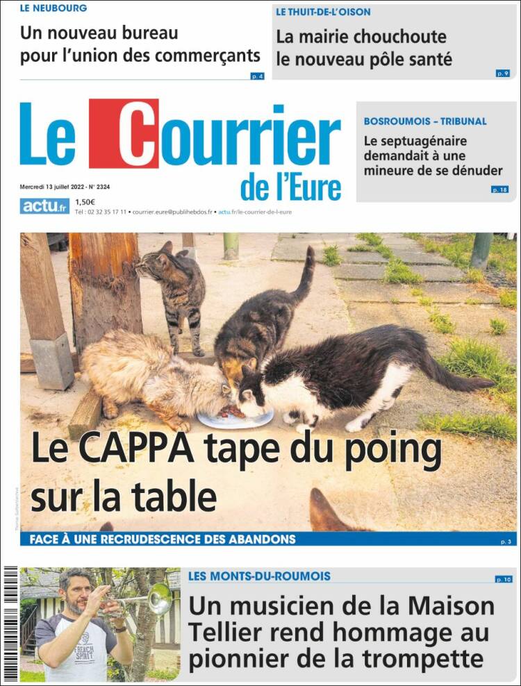 Portada de Le Courrier de l'Ouest (Francia)