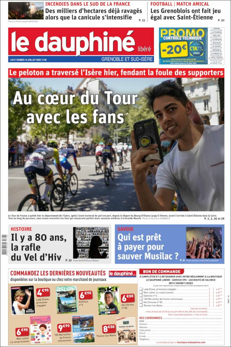 Portada de Le Dauphiné Libéré (Francia)