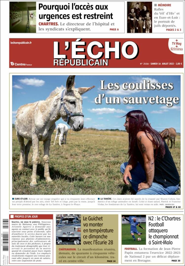 Portada de L'Echo Républicain (Francia)