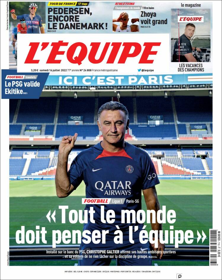 Portada de L'Equipe (Francia)