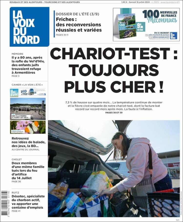 Portada de La Voix du Nord (Francia)