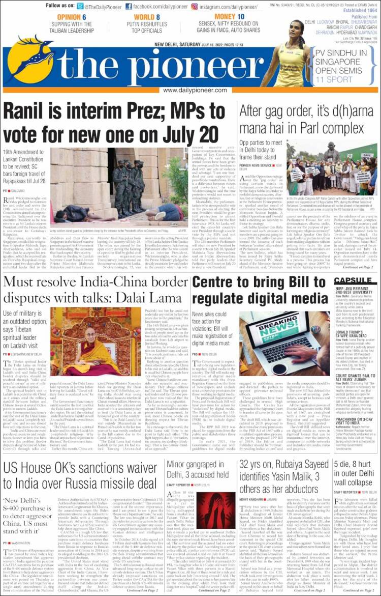 Portada de The Pioneer (India)