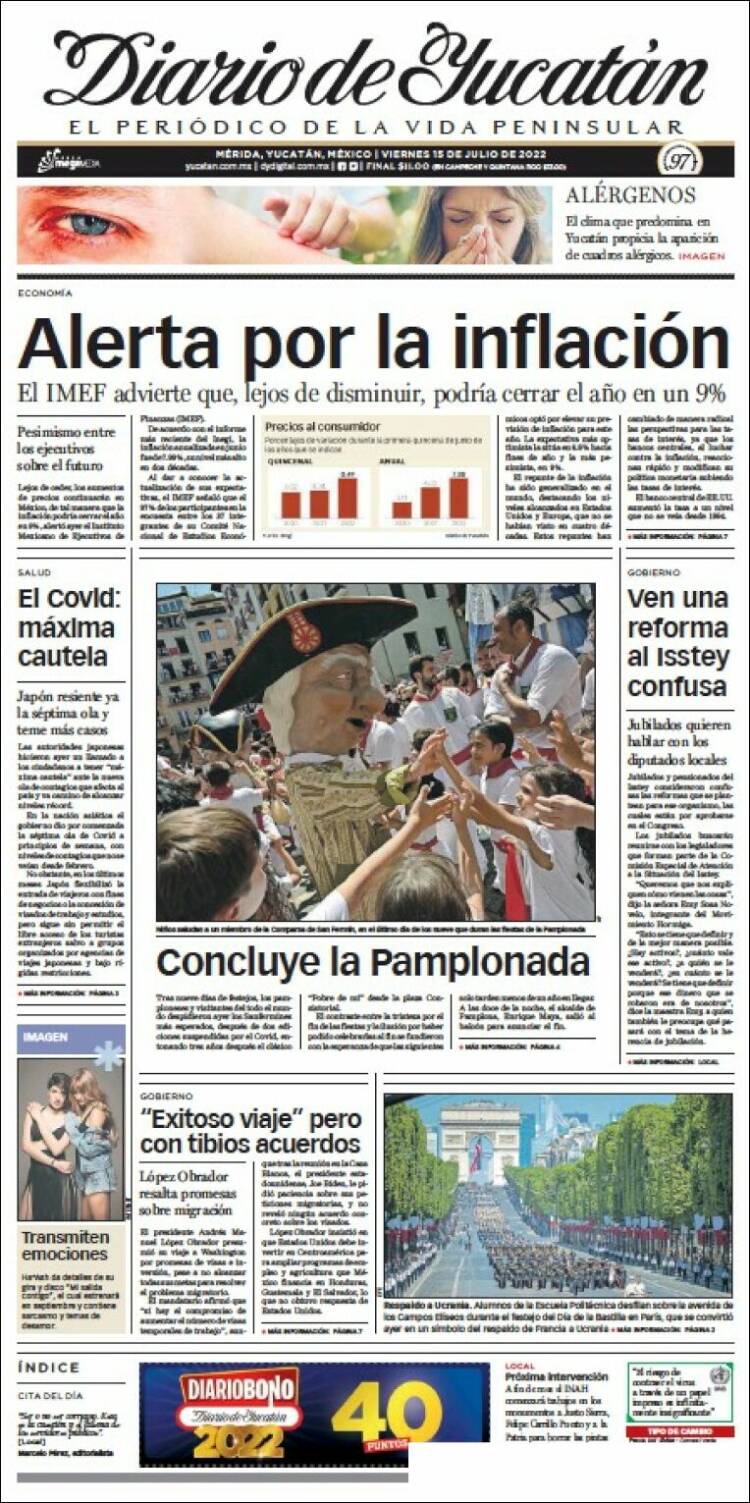 Portada de Diario de Yucatán (M&eacute;xico)