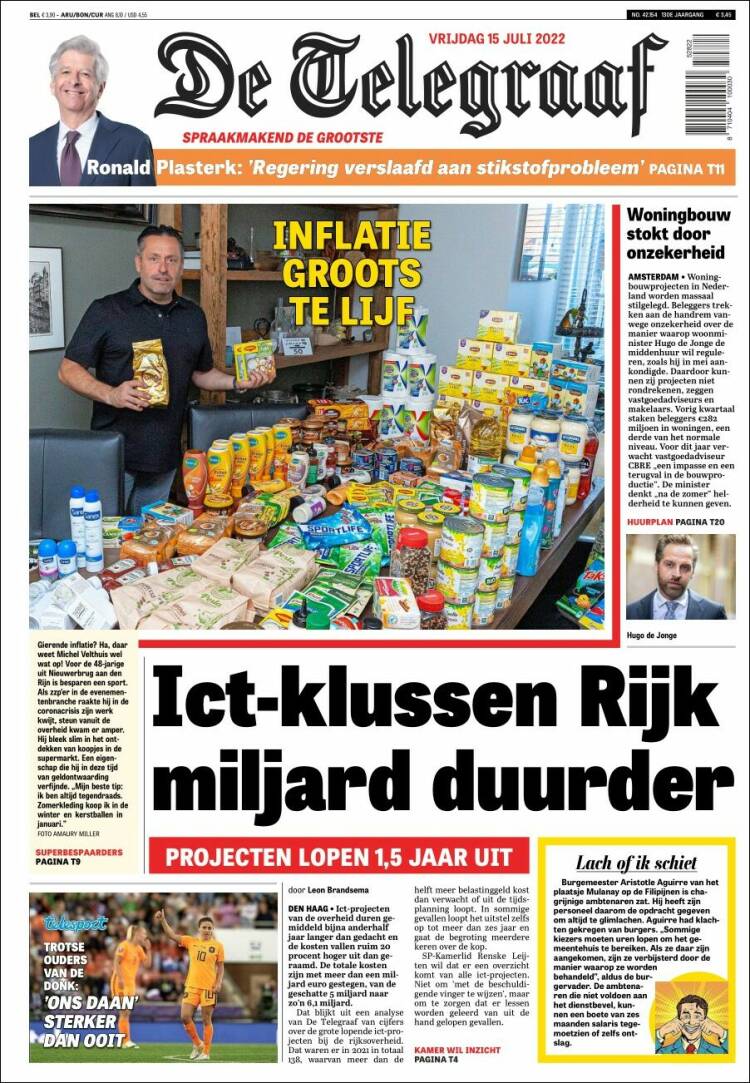 Portada de De Telegraaf (Pa&iacute;ses Bajos)