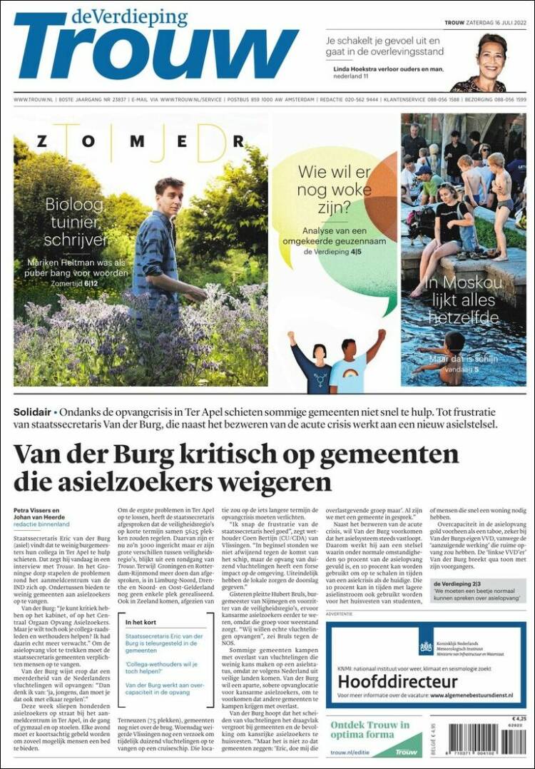 Portada de Trouw (Pa&iacute;ses Bajos)