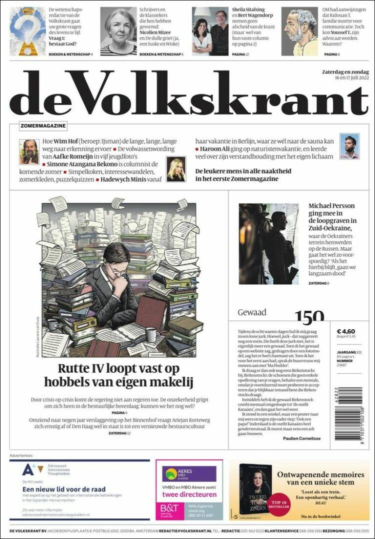 Portada de De Volkskrant (Pa&iacute;ses Bajos)