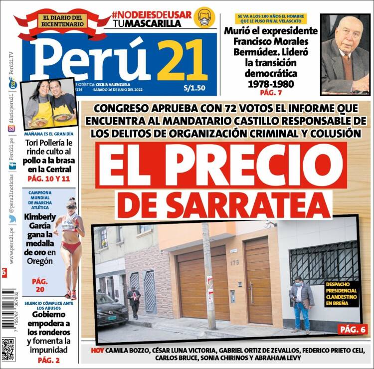 Portada de Perú 21 (Per&uacute;)