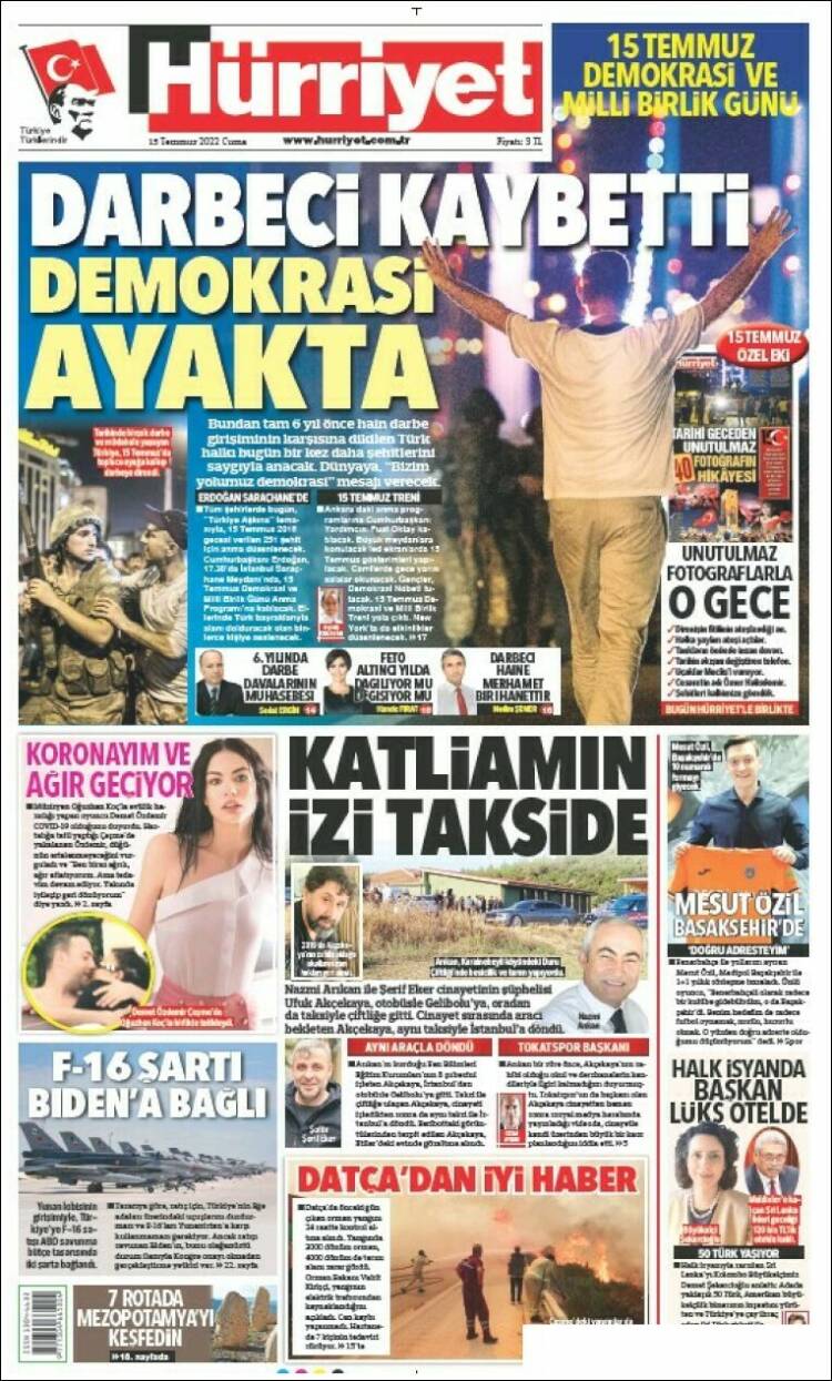 Portada de Hürriyet (Turqu&iacute;a)