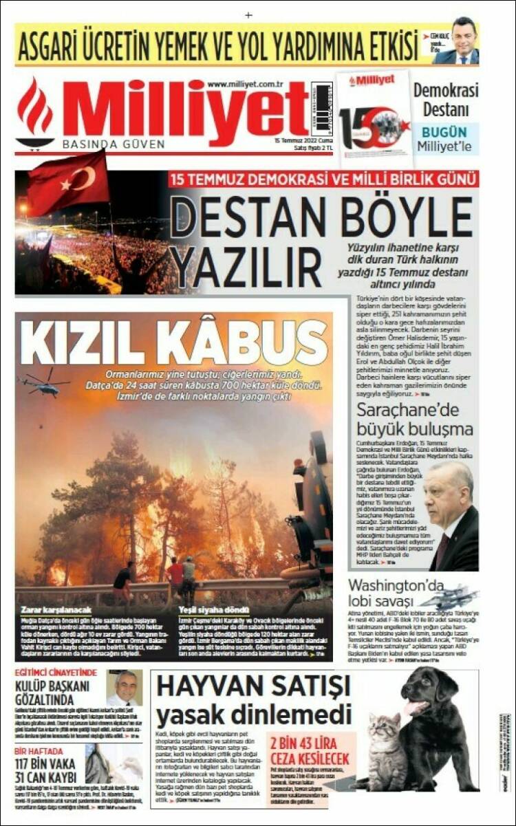 Portada de Milliyet (Turqu&iacute;a)