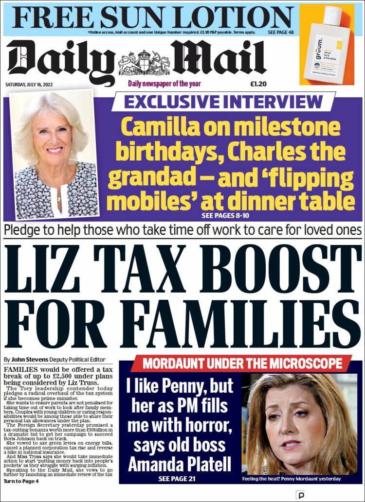 Portada de Daily Mail (Reino Unido)