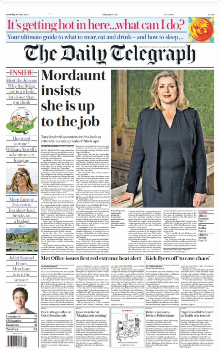 Portada de Daily Telegraph (Reino Unido)