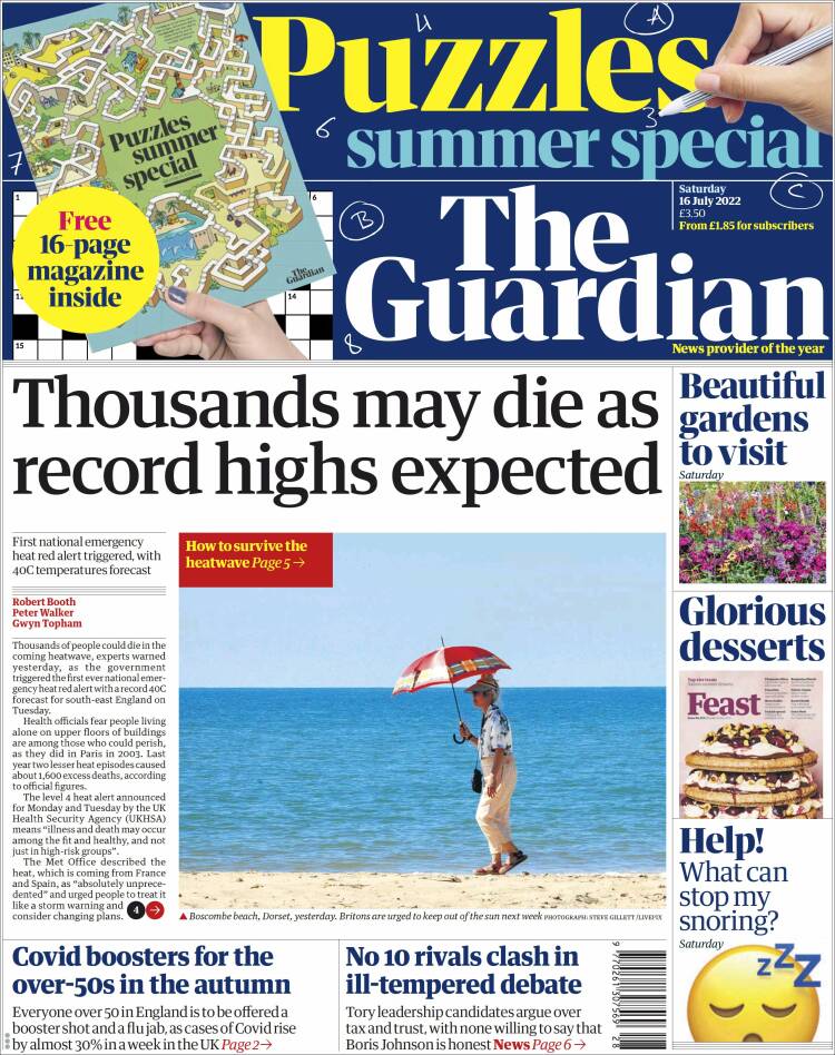 Portada de The Guardian (Reino Unido)